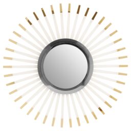 Orsina Retro Round Wall Mirror, Quirky Concave Glass Mirror with Gold-Tipped Acrylic Spokes, Stainless Steel Mirror in Clear