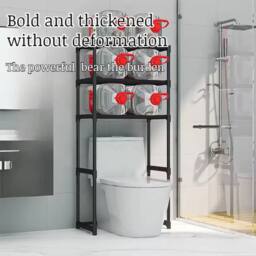 VOGREX 3-Tier Over-Toilet Storage Organizer for Bathroom UK in Black - thumbnail 5