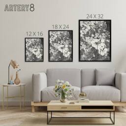 "Artery8 Spring Flowers Black & White Framed Canvas Wall Art Print van Hoytema in Grey - Size: W12"" x H16""" - thumbnail 4