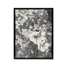"Artery8 Spring Flowers Black & White Framed Canvas Wall Art Print van Hoytema in Grey - Size: W12"" x H16""" - thumbnail 1