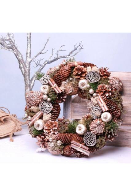 KDMD Golden Fruits Wreath 36cm Christmas Ornament in Gold - image 1