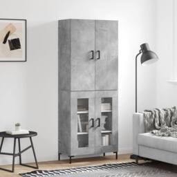 Berkfield Home Highboard Concrete Grey 69.5x34x180 cm Engineered Wood - thumbnail 2