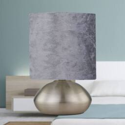 First Choice Lighting Set of 2 Jenson - Brushed Chrome Touch Table Lamps Grey Velvet Shade in Silver - thumbnail 5