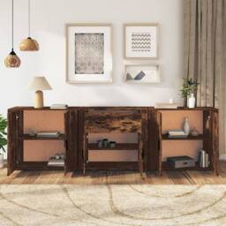 Berkfield Home Sideboards 3 pcs Smoked Oak Engineered Wood in Brown - thumbnail 3