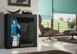 Creative Furniture Serene Sideboard 83cm - A Compact & Elegant Cabinet with Gloss Doors & LED Lights in Black - thumbnail 2