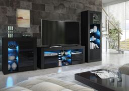 Creative Furniture Serene Sideboard 83cm - A Compact & Elegant Cabinet with Gloss Doors & LED Lights in Black - thumbnail 4