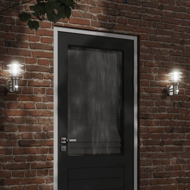 Berkfield Home Outdoor Wall Light with Sensor Silver Stainless Steel - image 1