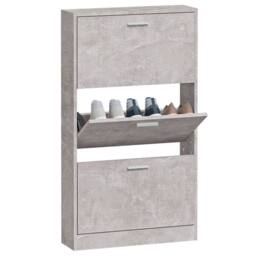 Berkfield Home Shoe Cabinet Concrete Grey 59x17x108 cm Engineered Wood - Size: 59 x 17 x 108 cm - thumbnail 4