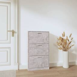 Berkfield Home Shoe Cabinet Concrete Grey 59x17x108 cm Engineered Wood - Size: 59 x 17 x 108 cm