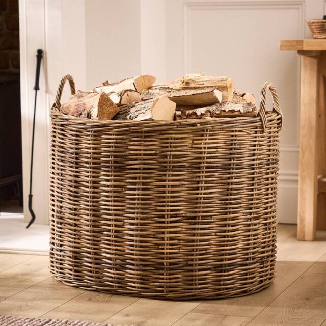 Dibor Traditional Natural Azara Oval Log Basket XXL H56 x L71 x W57cm - Size: Large - image 1