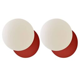 ValueLights Darla Pair of Frosted Globe IP44 Rated Bathroom Wall Lights with Bulbs in Burnt Orange