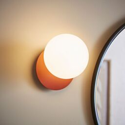 ValueLights Darla Pair of Frosted Globe IP44 Rated Bathroom Wall Lights with Bulbs in Burnt Orange - thumbnail 3