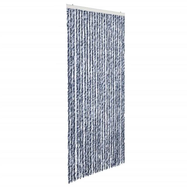 Berkfield Home Insect Curtain Blue, White & Silver 100x220 cm Chenille - image 1