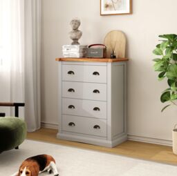 Cabinet Bits Loreo 4 Drawer Chest of Drawers Brass Cup Handle in Light Grey - thumbnail 1