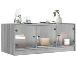 Berkfield Home Modern Coffee Table with Glass Doors Grey Sonoma 102x50x42 cm - Size: 102 x 50 x 42 cm - thumbnail 4