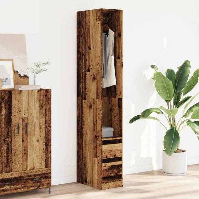 Berkfield Home Wardrobe Old Wood 30x50x200 cm Engineered Wood in Brown - Size: 30 x 50 x 200 cm - image 1