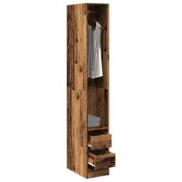 Berkfield Home Wardrobe Old Wood 30x50x200 cm Engineered Wood in Brown - Size: 30 x 50 x 200 cm - thumbnail 2