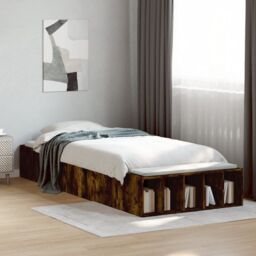 Berkfield Home Bed Frame without Mattress Smoked Oak 90x190 cm Single in Brown - thumbnail 1