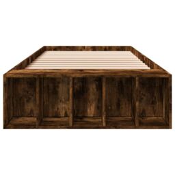 Berkfield Home Bed Frame without Mattress Smoked Oak 90x190 cm Single in Brown - thumbnail 4