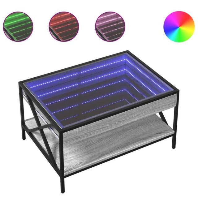 Berkfield Home Coffee Table with Infinity LED Grey Sonoma 70x50x38 cm - Size: 70 x 50 x 38 cm - image 1