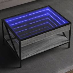 Berkfield Home Coffee Table with Infinity LED Grey Sonoma 70x50x38 cm - Size: 70 x 50 x 38 cm - thumbnail 2