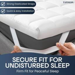 Tanness Mattress Topper 10cm Soft Quilted Microfiber Breathable Hypoallergenic in White - Size: Super King - thumbnail 4