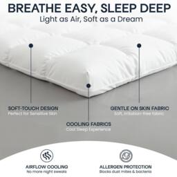 Tanness Mattress Topper 10cm Soft Quilted Microfiber Breathable Hypoallergenic in White - Size: Super King - thumbnail 3