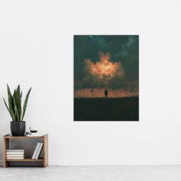 "Artery8 Believe in Magic Dreamy Firefly Cloud Magical Sky Wall Art Print in Dark Blue - Size: W24"" x H32""" - thumbnail 4