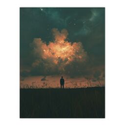 "Artery8 Believe in Magic Dreamy Firefly Cloud Magical Sky Wall Art Print in Dark Blue - Size: W24"" x H32""" - thumbnail 1
