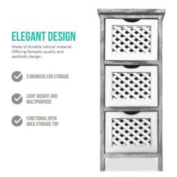 LIVIVO Minerva 3 Drawer Chest of Drawers Grey White Small Bedroom Storage Unit Rustic Scandi Drawer Cabinet - thumbnail 3