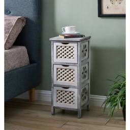 LIVIVO Minerva 3 Drawer Chest of Drawers Grey White Small Bedroom Storage Unit Rustic Scandi Drawer Cabinet - thumbnail 6