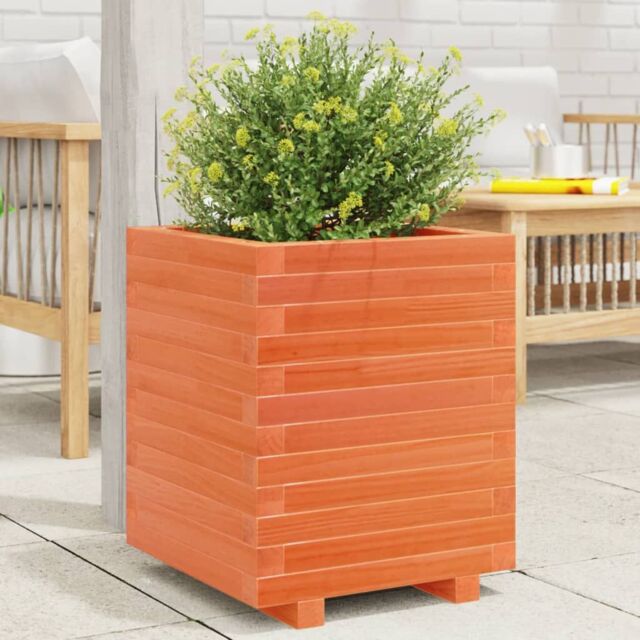 Berkfield Home Garden Planter Wax Brown 40x40x49.5 cm Solid Wood Pine - image 1