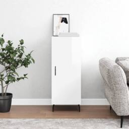 Berkfield Home Sideboard High Gloss White 34.5x34x90 cm Engineered Wood - thumbnail 2