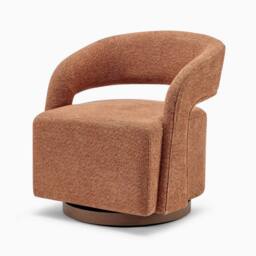FurnitureboxUK Odessa Fabric Swivel Accent Chair in Orange - thumbnail 3