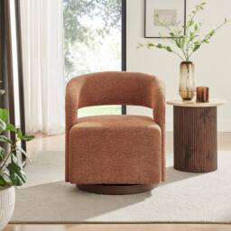 FurnitureboxUK Odessa Fabric Swivel Accent Chair in Orange - thumbnail 2