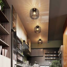 Emitto Ceiling Light Industrial Chandelier Metal Pendant Lamp Bedroom E27 in Black - thumbnail 2