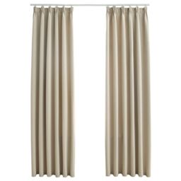 Berkfield Home Blackout Curtains with Hooks 2 pcs Beige 140x245 cm - thumbnail 2