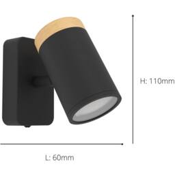 Loops Sleek LED Ceiling Spotlight in Black & Brown for Bathroom Lighting - thumbnail 4