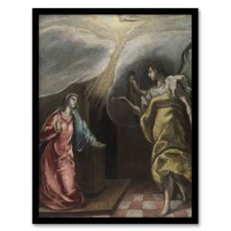 Artery8 Annunciation Archangel Gabriel & Mary El Greco Framed Wall Art Print - Size: A4 - thumbnail 1