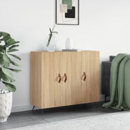 Berkfield Home Sideboard Sonoma Oak 90x34x80 cm Engineered Wood in Brown - Size: 90 x 34 x 80 cm - thumbnail 1