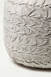 Homescapes Grace Pleated Velvet Pouffe in Grey - thumbnail 3