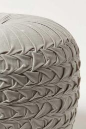 Homescapes Grace Pleated Velvet Pouffe in Grey - thumbnail 4
