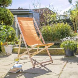 Harbour Housewares Folding Wooden Deck Chairs Orange Pack of 4 - thumbnail 5