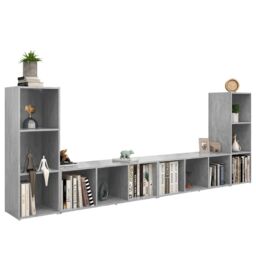 Berkfield Home TV Cabinets 4 pcs Concrete Grey 107x35x37 cm Engineered Wood - Size: 107 x 35 x 37 cm - thumbnail 3