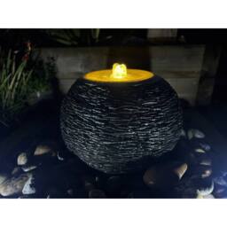 Buttercup Farm Natural Slate Surface Arius Garden Fountain with Pump, Light in Grey - thumbnail 4