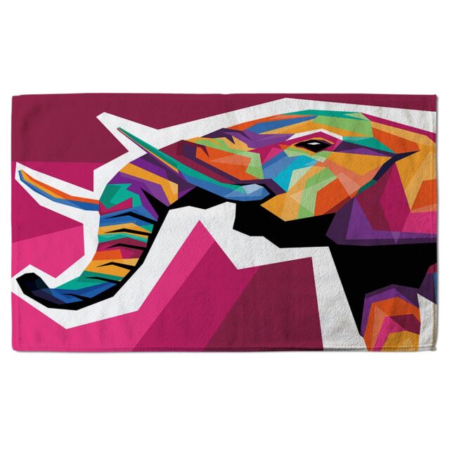 Benjamin Tate Design Colorful illustration of Elephant head in WPAP style Designer Bath Towel in White - image 1