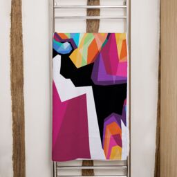 Benjamin Tate Design Colorful illustration of Elephant head in WPAP style Designer Bath Towel in White - thumbnail 2