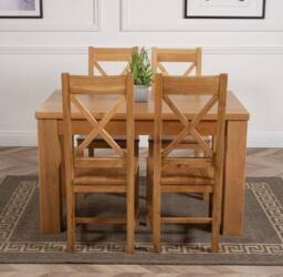 Thats Furniture Dakot 127 x 82cm Oak Small Dining Table & 4 Berkeley Chairs in Brown - Size: 127 x 82 cm - thumbnail 2