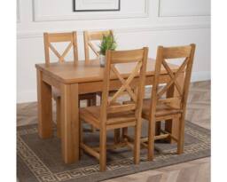 Thats Furniture Dakot 127 x 82cm Oak Small Dining Table & 4 Berkeley Chairs in Brown - Size: 127 x 82 cm - thumbnail 3