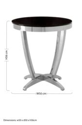 Orsina Luxurious Black Tempered Glass Side Table, Versatile Silver Finished Bedside Table, Modern Round Table - thumbnail 5